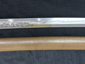 Wakizashi with Excellent Dragon Horimono made by Hidetoki