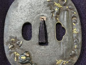 Antique Japanese Katana Tsuba with Monkey Motif