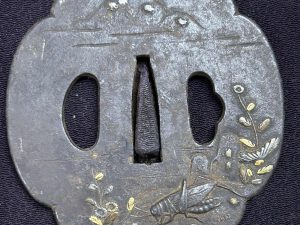 Japanese Antique Katana Grasshopper Tsuba