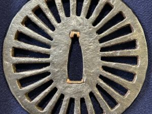 Iron Sukashi Tsuba, Kuruma Motif
